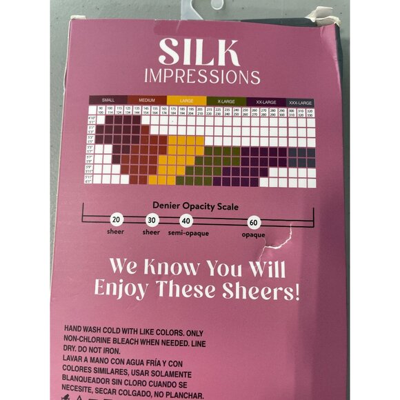 Silk Impressions Tights Size Large Light Support Sheer Beige 20 Denier 2Pair NEW - Picture 5 of 6